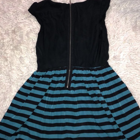 Cute Black And Teal Striped Dress! - Picture 3 of 3